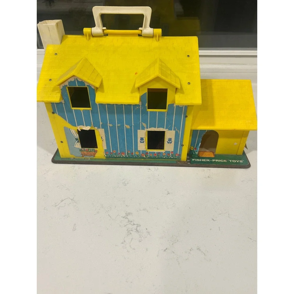 Vintage 1969 Fisher Price Play Family House 952 Blue Yellow Dollhouse Only‎